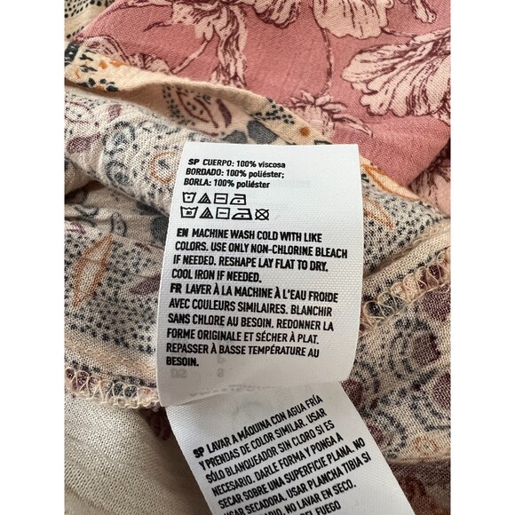 American Eagle Boho Tassel Embroidered Floral Peasant Top - Women's S - Picture 7 of 11